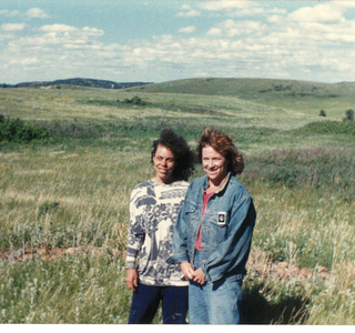 Standing in a prairie: Karen Robertson and Mary Brevik, Ft. Belkanp c.1988