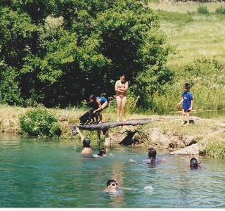 Group of kids playing in Big Warm Springs