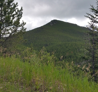 View of the peaked top of the mountain without damage