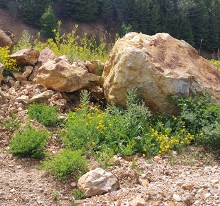 View of a cluster of large rocks